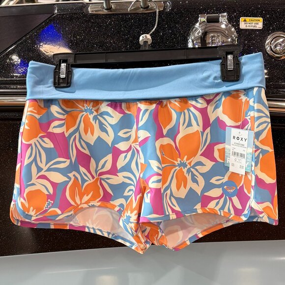 Roxy Endless Summer 2 Costumi Boxer Donna, Floreale Nero Taglia XS, Tessuto Riciclato